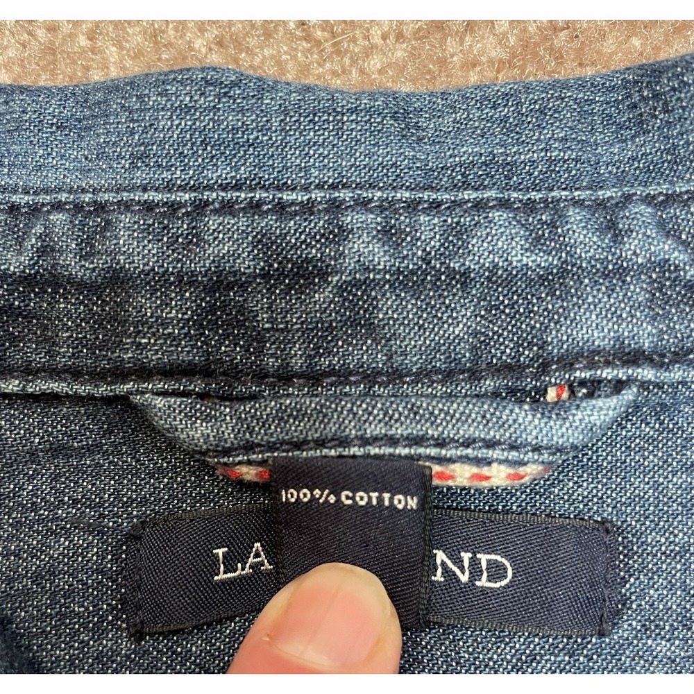 Lands' End Long Sleeve Button-Up Dark Blue Denim Shirt Cotton‎ Women's 18 - Picture 4 of 7